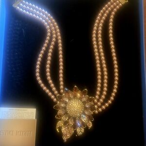 Heidi Daus Gold and Brown Floral Necklace